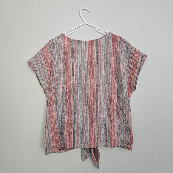 Anthro W5 Woven Multicolor Tie Knot Top - Picture 5 of 8